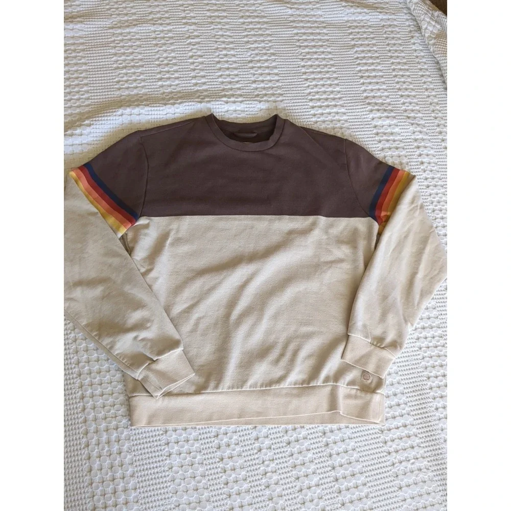 Marine Layer Signature Colorblock Retro Sweater in Brown Sunset Size Small Mens‎